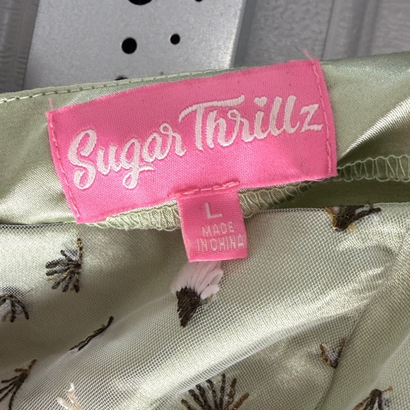 Sugar Thrillz Light Green Floral Dress - Picture 2 of 3
